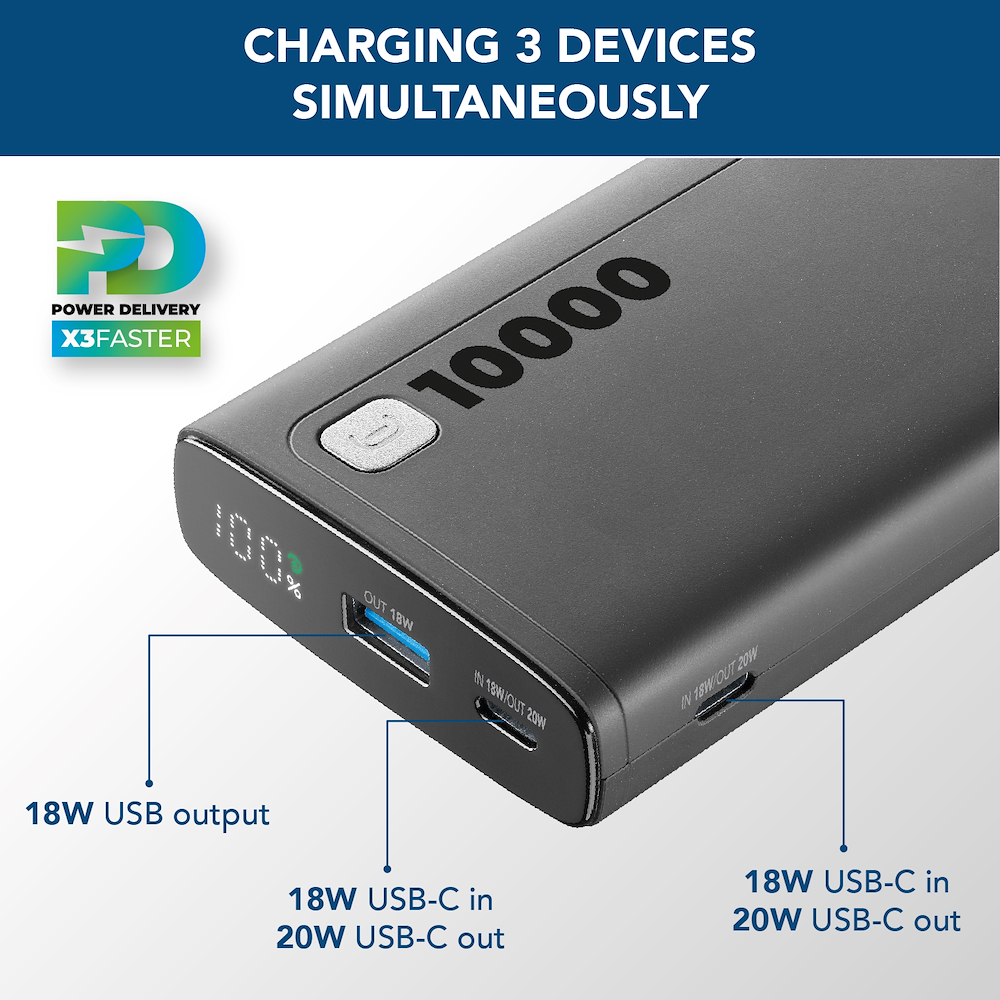 CELLULAR LINE PBDISPL01PD10000K - Power Bank Portatile 10000mAh