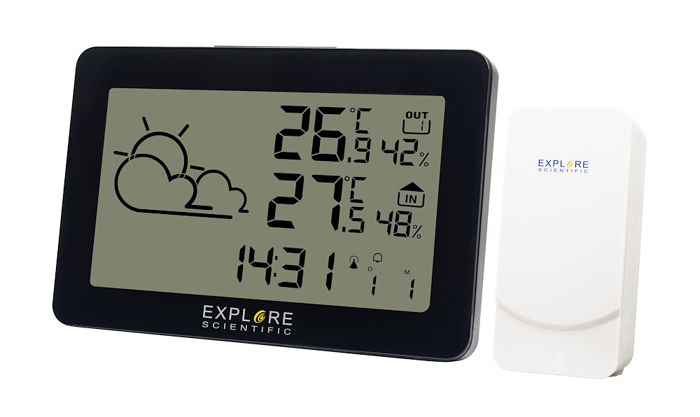 EXPLORE SCIENTIFIC WSH4002BLACK - Wetterstation mit großem Display