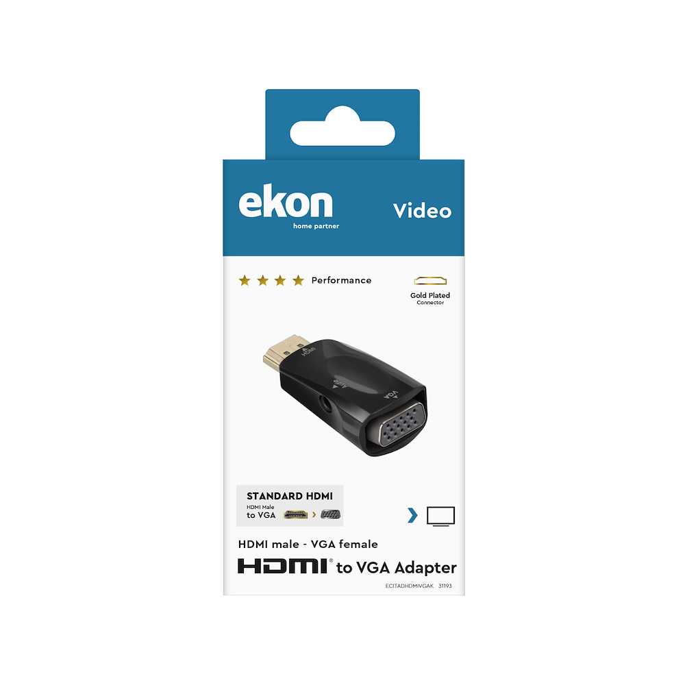 EKON ECITADHDMIVGAK - HDMI zu VGA Adapter mit 3,5mm Klinke