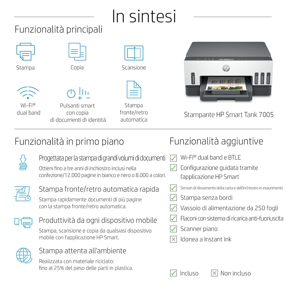 HP 28B54A - Stampante Multifunzionale Inkjet SmartTank 7005