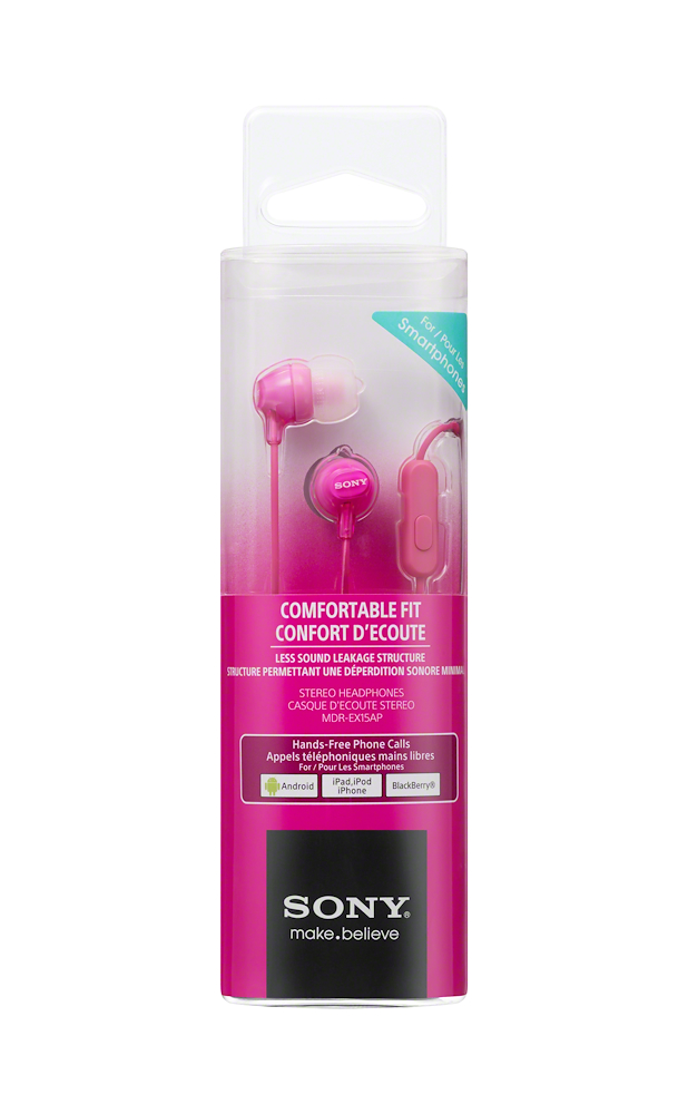 SONY MDREX15APPI - Auricolari Sony MDR-EX15AP con microfono rosa