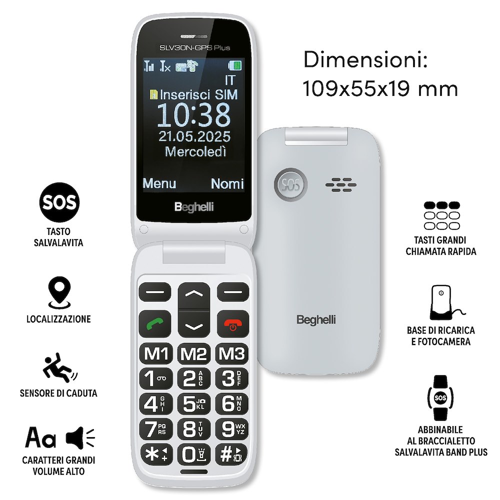 BEGHELLI 9201N - Cellulare Senior GPS Plus