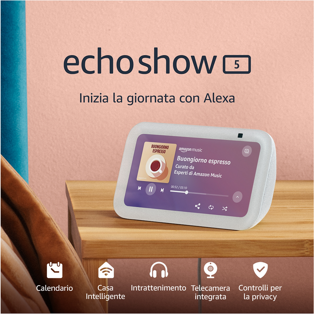 ECHO ECHOSHOW53GENWHITE - Amazon Echo Show 5 (3ª generazione) Bianco ECHO ECHOSHOW53GENWHITE - Amazon Echo Show 5 (3ª generazione) Bianco