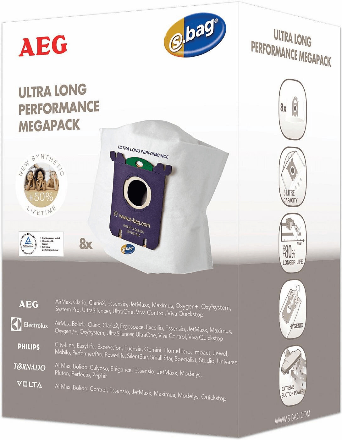 AEG 9001684779 - GR210S s-bag® Ultra Long Performance Staubsaugerbeutel (3er Pack)