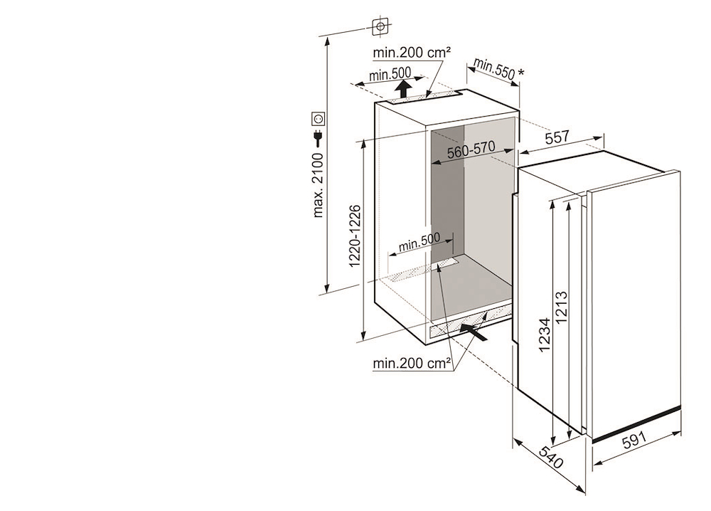 LIEBHERR DRE4101 - 1-Tür Kühlschrank mit Gefrierfach 182L