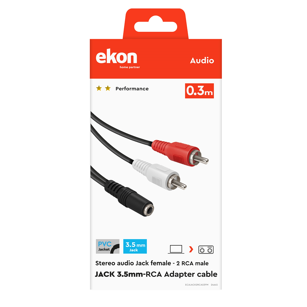 EKON ECAJACK2RCA03FM - Cavo 3.5mm a 2 RCA 30cm