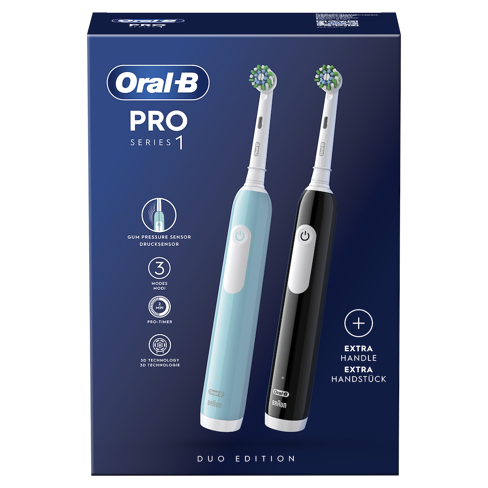 ORAL-B PRO1DUOBLACKBLU - Oral-B Pro 1 Duo Spazzolino Elettrico Nero/Blu