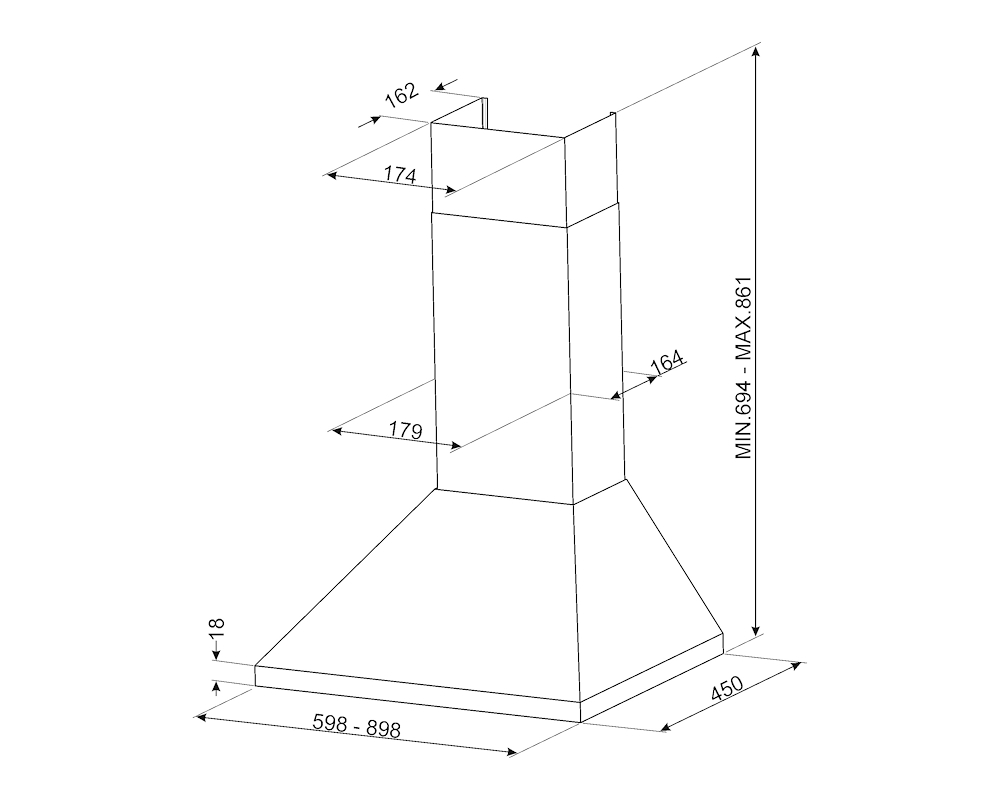 SMEG KDE900EX - KDE900EX 0441807 CAPPA ARREDO PARETE 90CM 3VEL. INOX