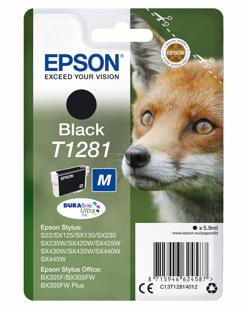 EPSON C13T12814022 - C13T12814022 0075385 CART.INK-JET NERO VOLPE TG.M SECUR.BLISTER T1281