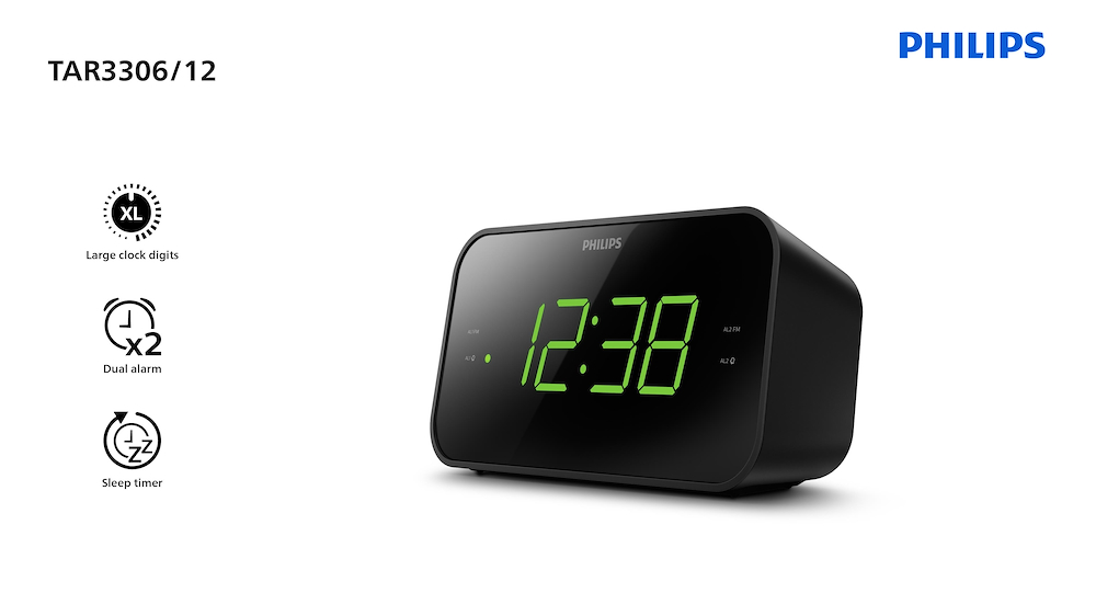 PHILIPS TAR3306 - Radio sveglia digitale nera Philips