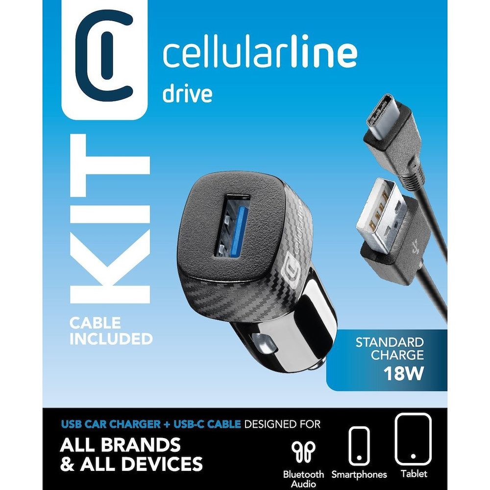 CELLULAR LINE CBRKIT18WTYCK - Caricabatterie Auto 18W USB-C