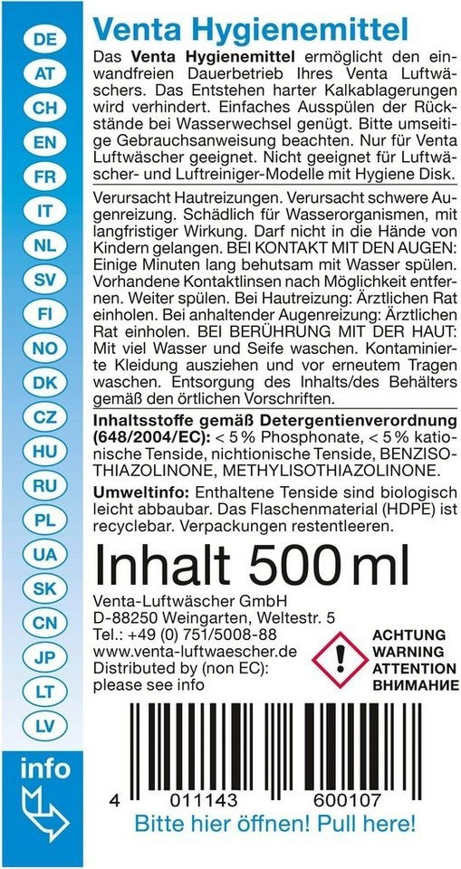 VENTA F2224 - Hygienemittel 500 ml für  Luftwäscher