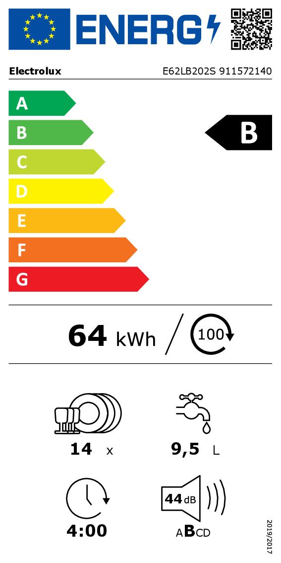Electrolux E62LB202S - Vollintegrierter 60 cm Geschirrspüler