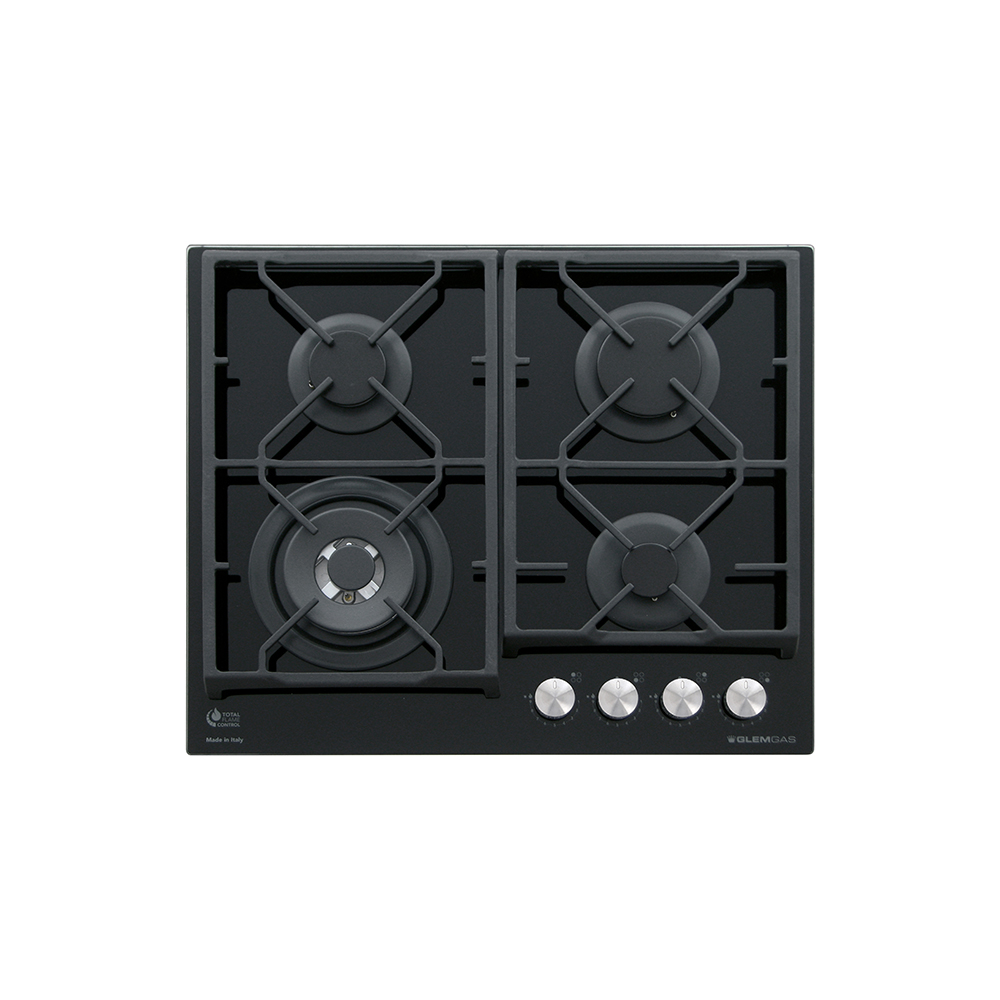 GLEM GAS GV64TXBK - Piano Cottura Cristallo Nero 60 cm GLEM GAS GV64TXBK - Piano Cottura Cristallo Nero 60 cm