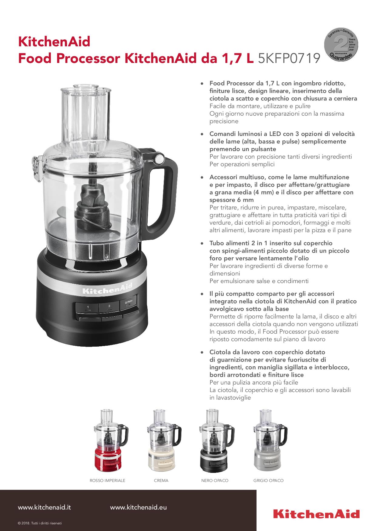 KITCHENAID 5KFP0719EAC - Robot da cucina 1.7 lt