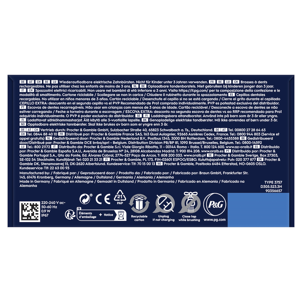 ORAL-B PRO1DUOBLACKBLU - Oral-B Pro 1 Duo Spazzolino Elettrico Nero/Blu