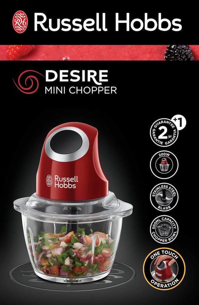 RUSSELL HOBBS 2466056 - Mini Zerkleinerer 200W mit Pulsfunktion RUSSELL HOBBS 2466056 - Mini Zerkleinerer 200W mit Pulsfunktion