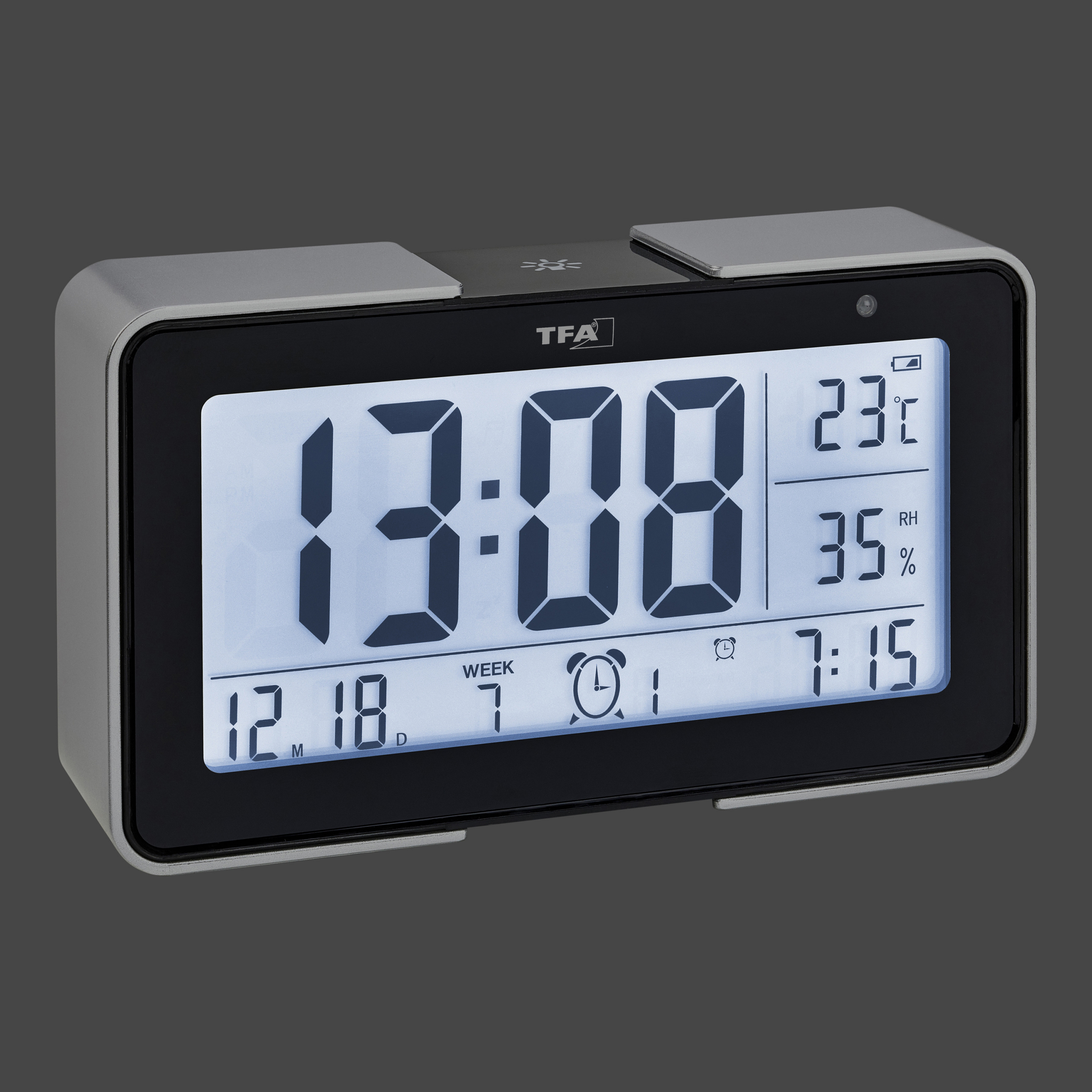 TFA 60254001 - Melody Funkwecker schwarz/silber