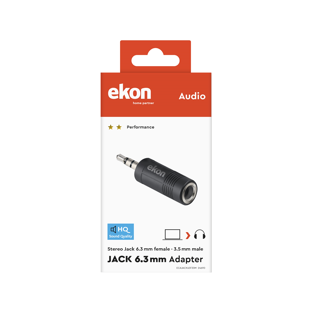 EKON ECAJACK63F35M - Adattatore audio 6,3 mm a 3,5 mm