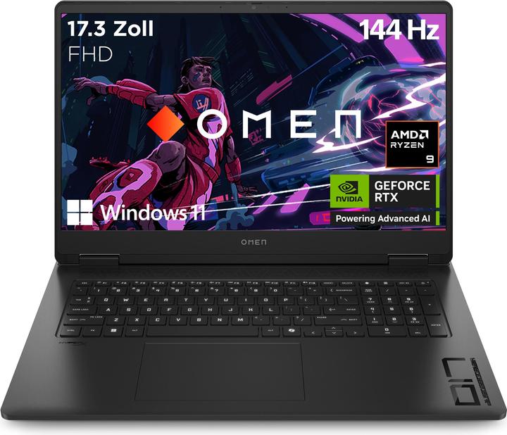 HP OMEN Gaming Laptop 17-db0083ng Notebook 17,3" FHD, R7-8845HS, 32GB RAM, 1TB SSD, NVIDIA RTX 4070 8GB, Windows 11 Home, DE