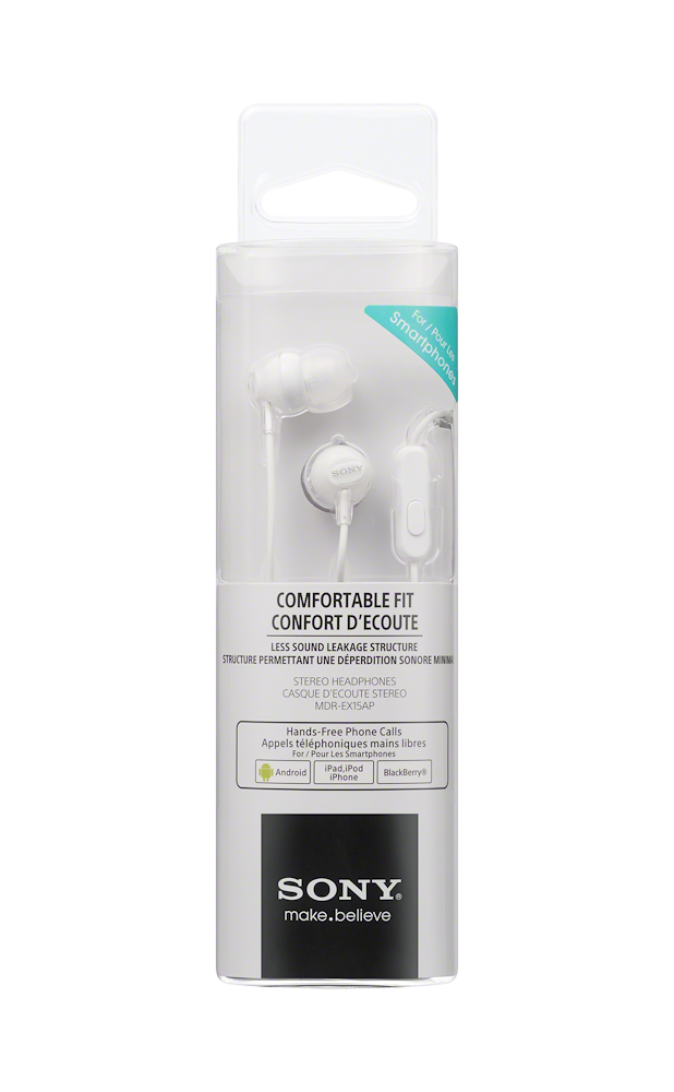 SONY MDREX15APW - Sony MDR-EX15AP Auricolari In-Ear con Microfono, Bianco