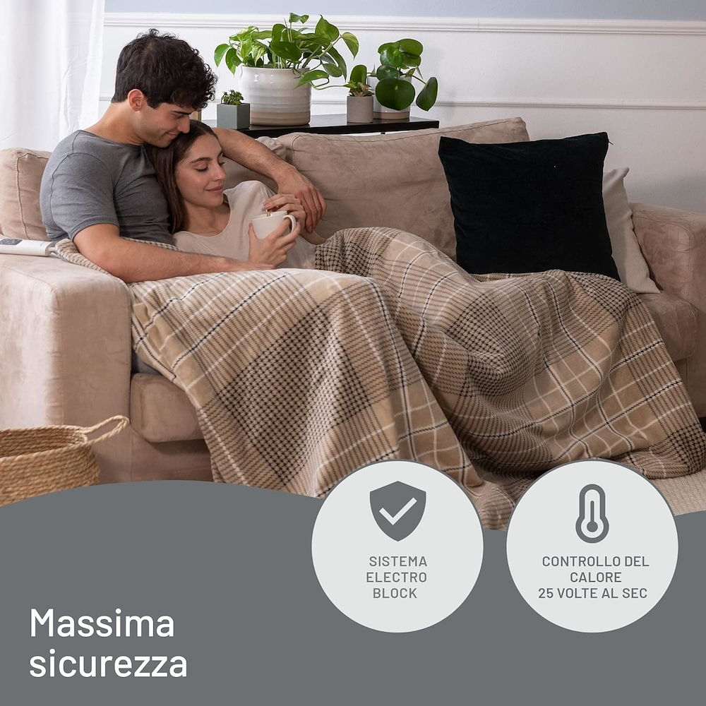 IMETEC 16936 - Plaid Riscaldabile 180x140 cm con 6 temperature