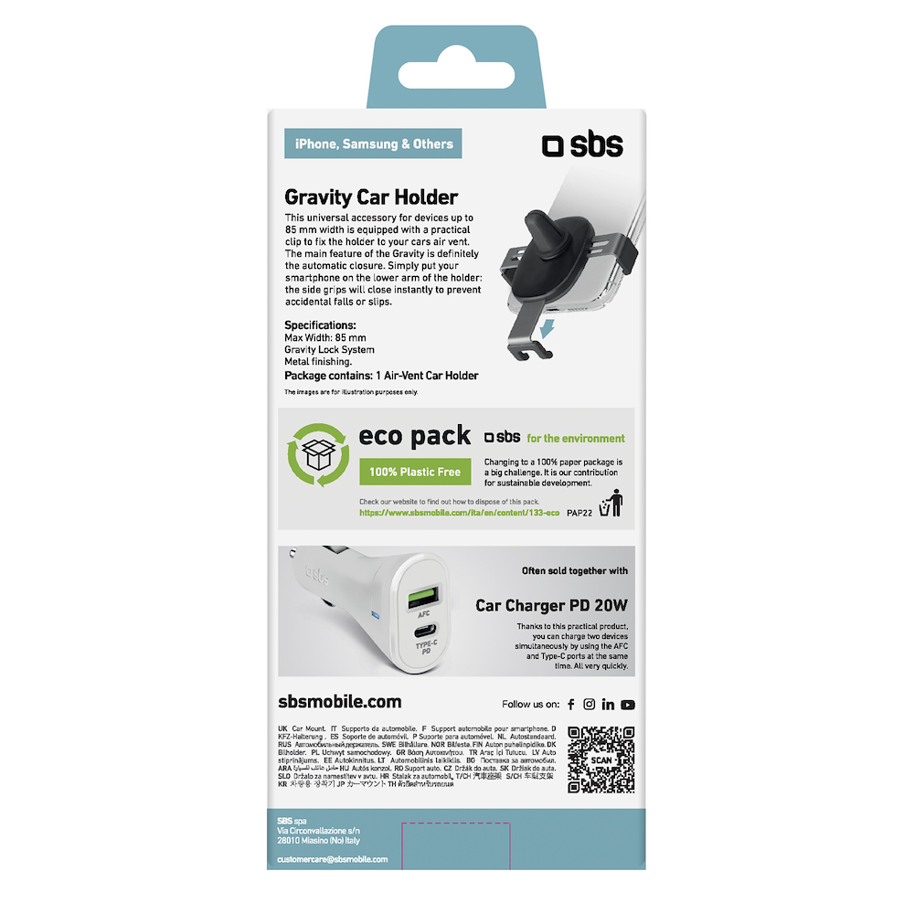 SBS TESUPPCLIPGRAVK - Supporto Auto Smartphone Universale