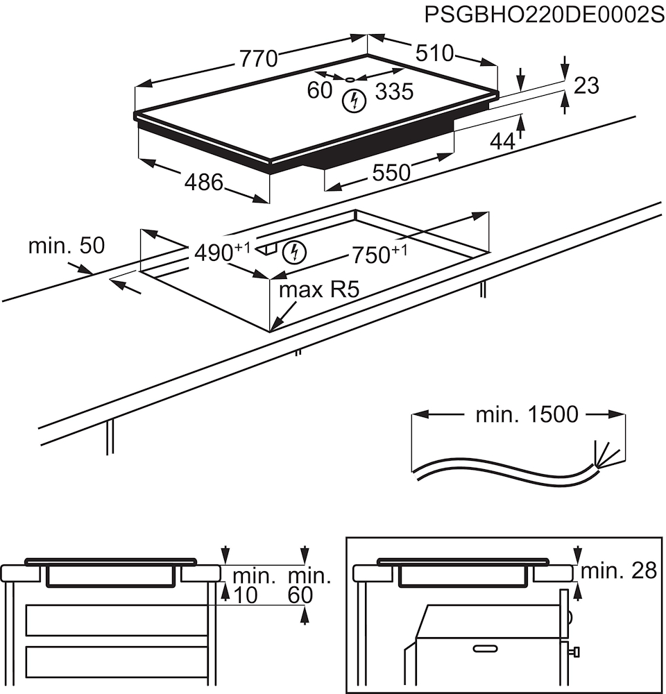 AEG TO84IB00IB - Induktionskochfeld 80 cm mit Bridge