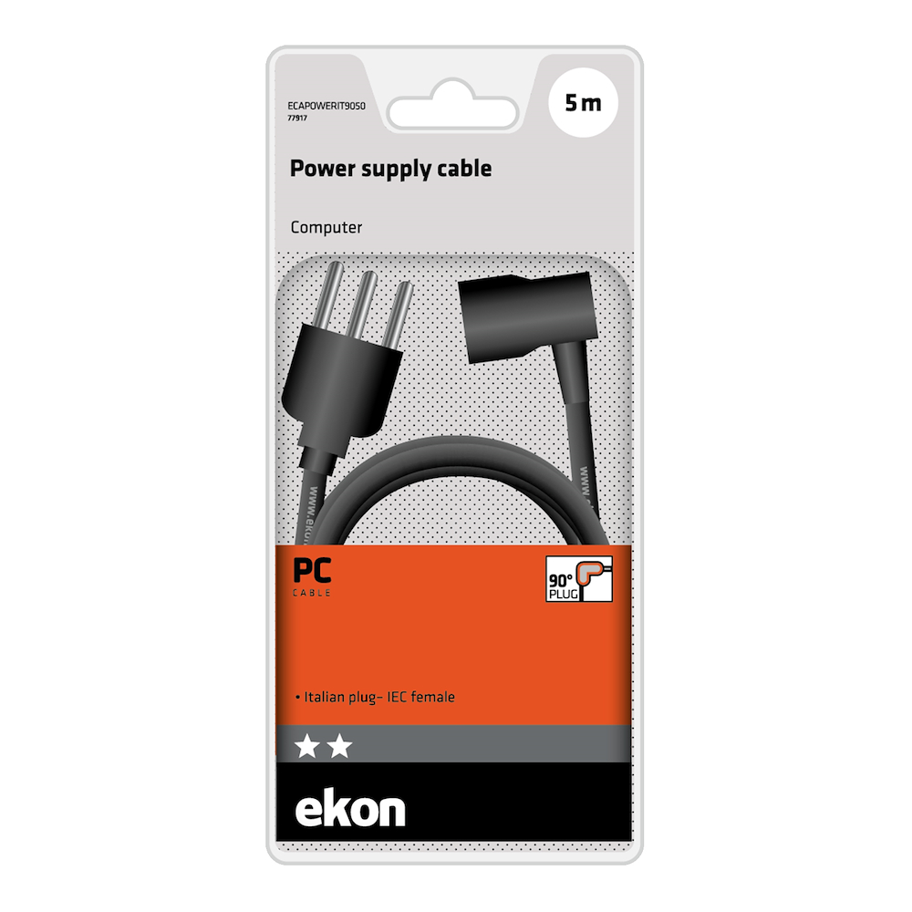 EKON ECAPOWERIT9050 - Stromkabel 90 Grad 5m mit italienischem Stecker