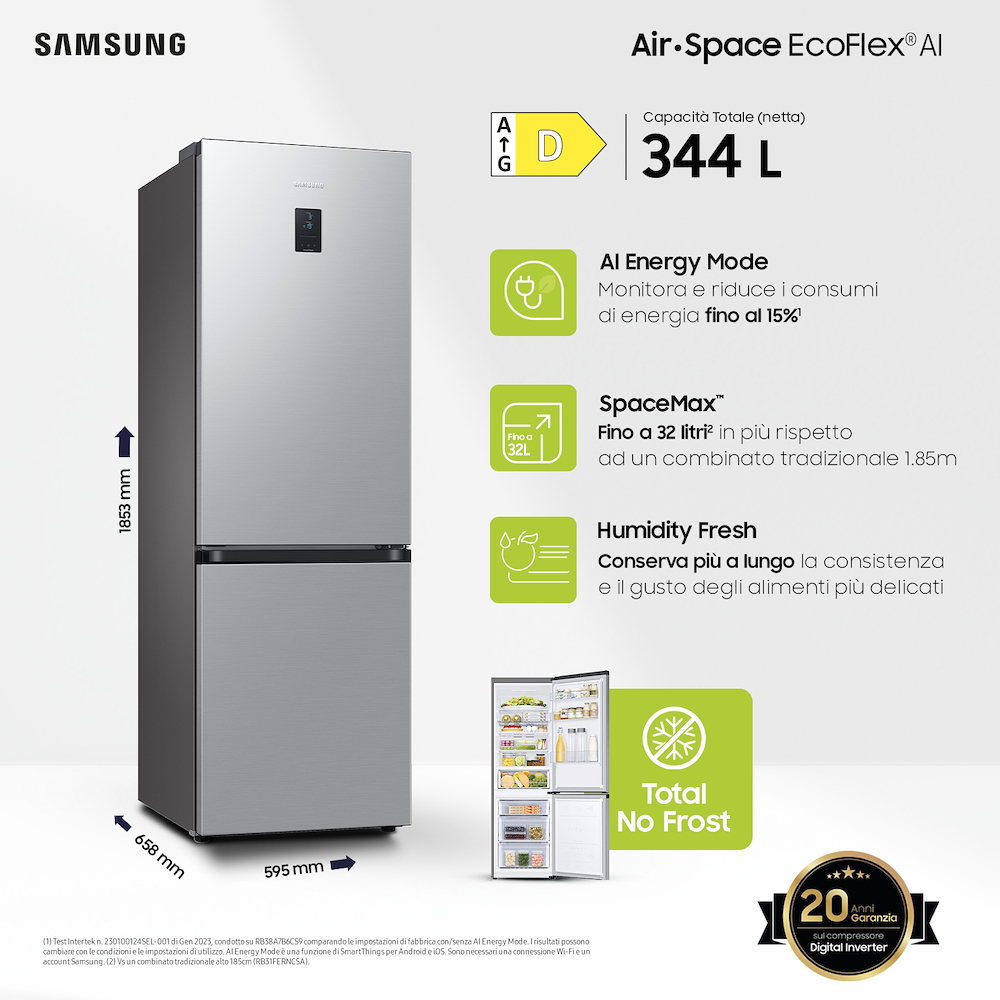 SAMSUNG RB34C672DSAEF - Frigorifero combinato EcoFlex da 344LT