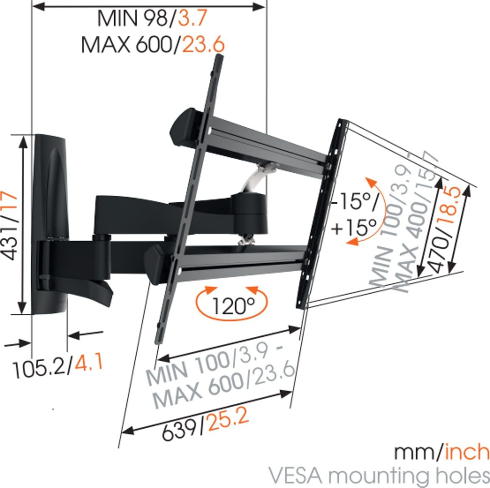 VOGEL'S WALL2350 - WALL2350 Supporto TV orientabile da parete
