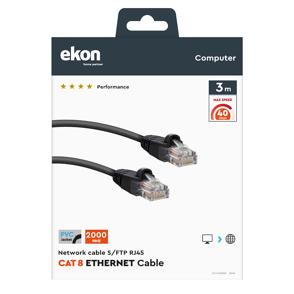 EKON ECITLAN830G - Netzwerk-Kabel UTP 3 Meter grau
