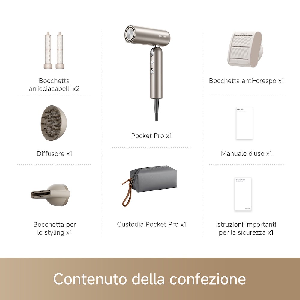 DREAME DREHD51PROGL - PHON 1300W POCKET PRO GOLD