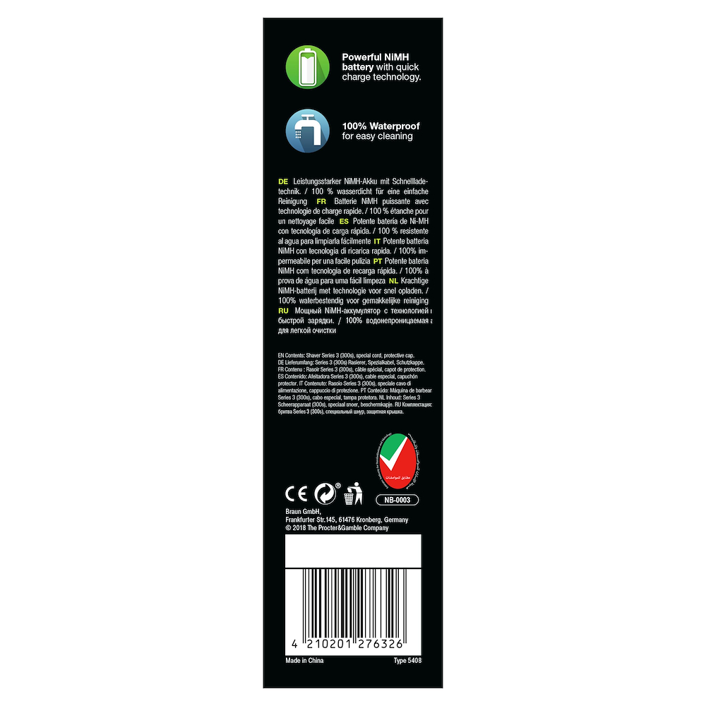 BRAUN 300SNEROVERDE - Braun Series 3 Elektrorasierer
