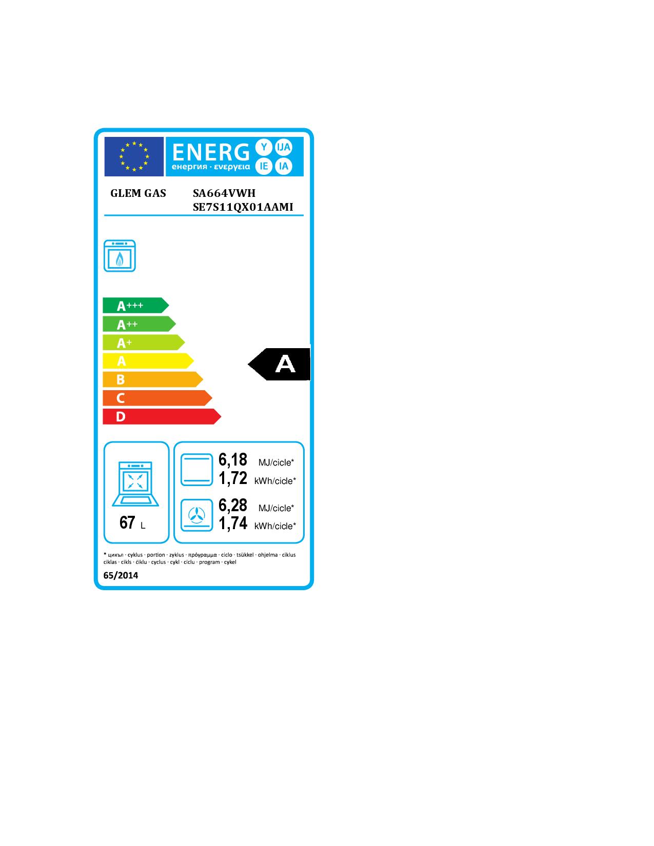 GLEM GAS SA664VWH - 60x60 Küche Weiß