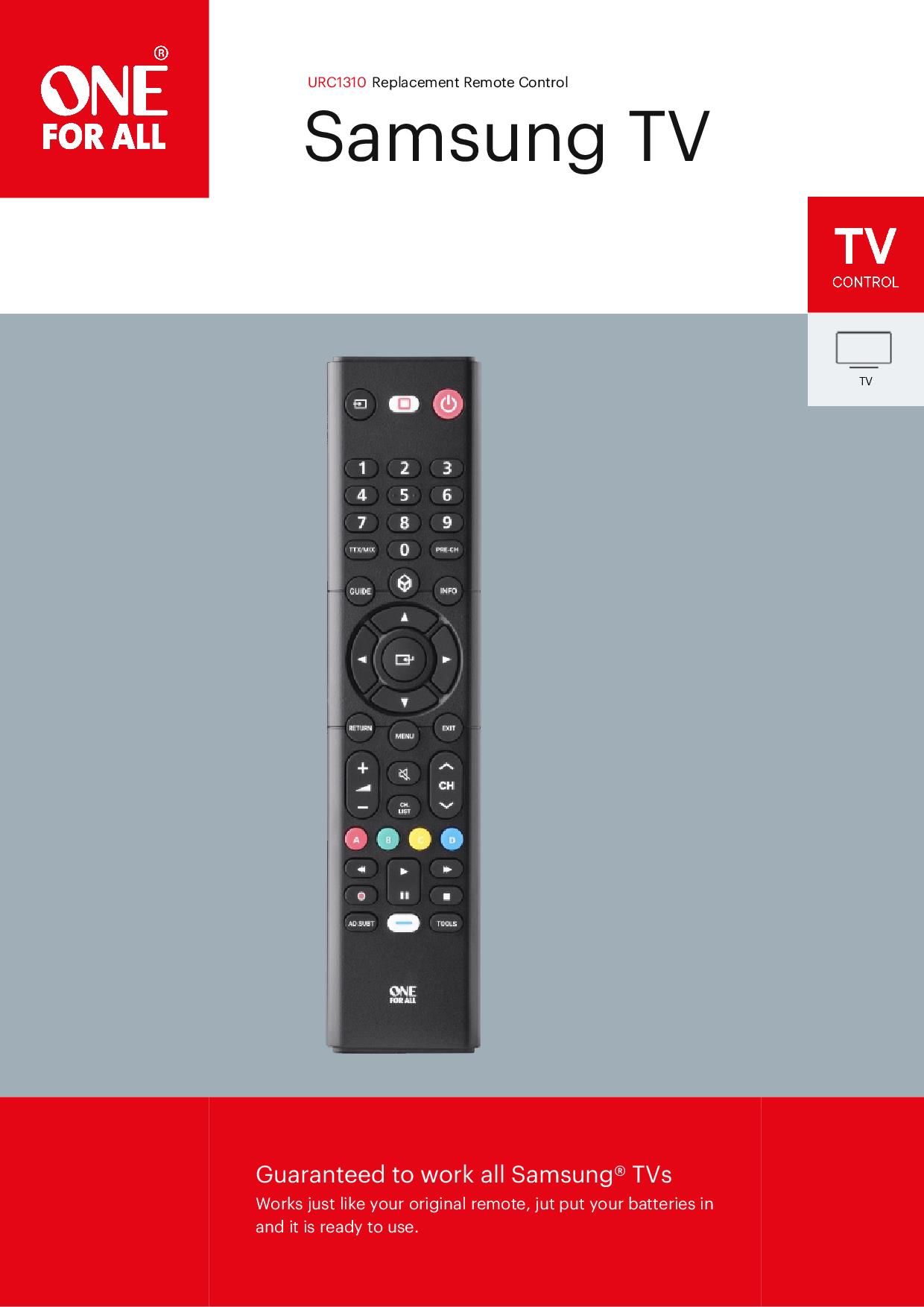 ONE FOR ALL URC1310 - Universalfernbedienung für Samsung TV ONE FOR ALL URC1310 - Universalfernbedienung für Samsung TV