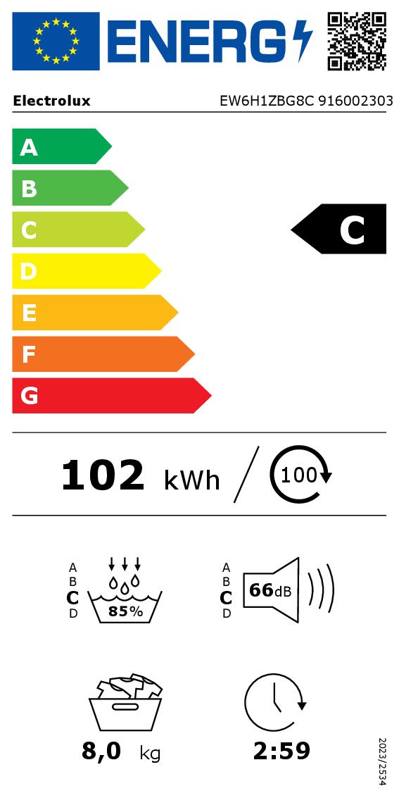 ELECTROLUX EW6H1ZBG8C - Asciugatrice 8Kg