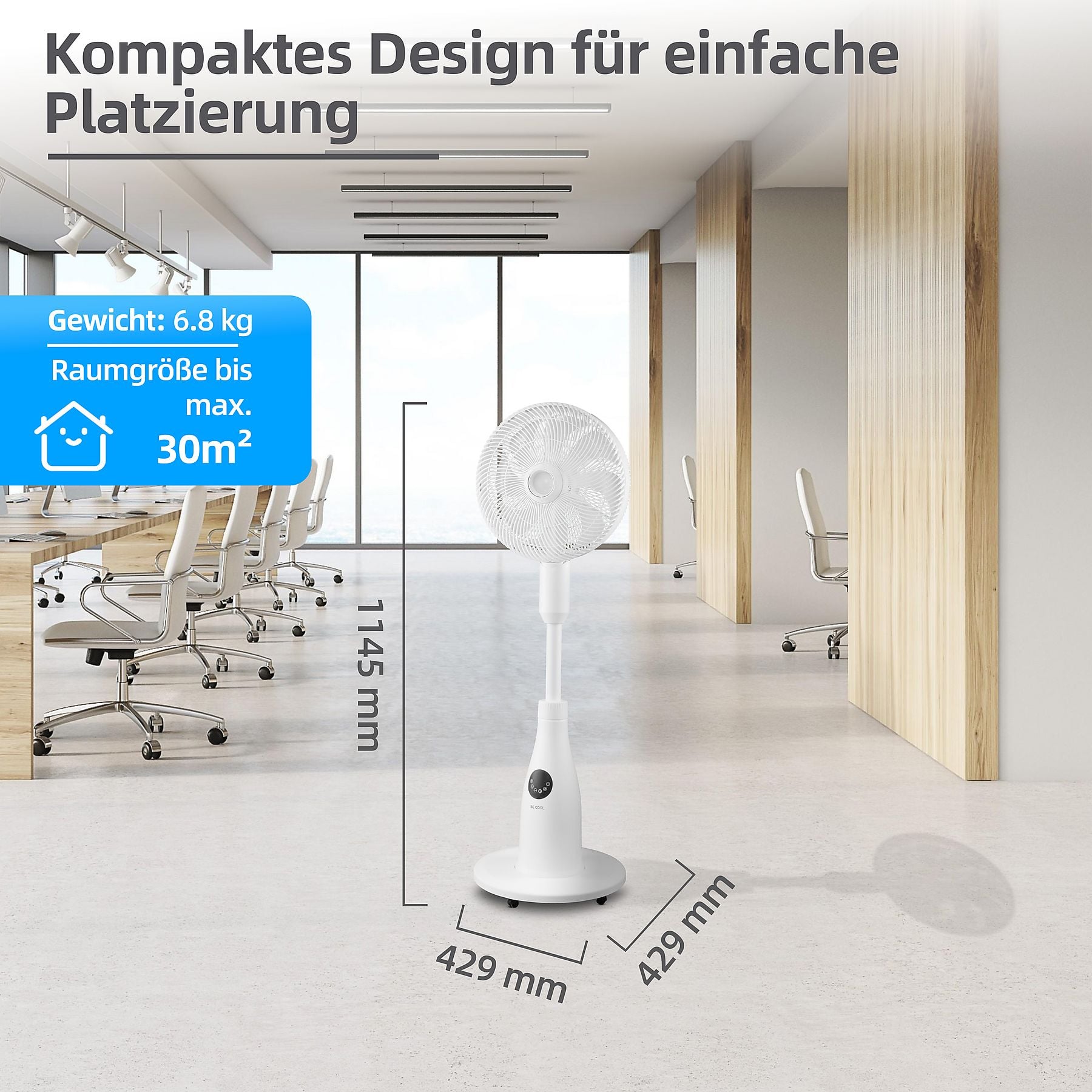 BE COOL BCPSN2L01 - Premium Sprühnebel Standventilator