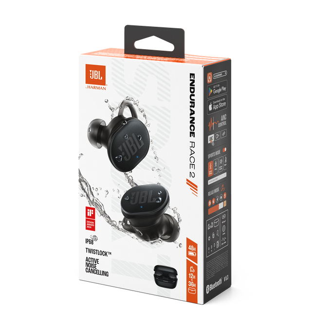 JBL JBLENDURACE2BLK - Endurance Race 2 – Wasserdichte Sport-True-Wireless-Ohrhörer