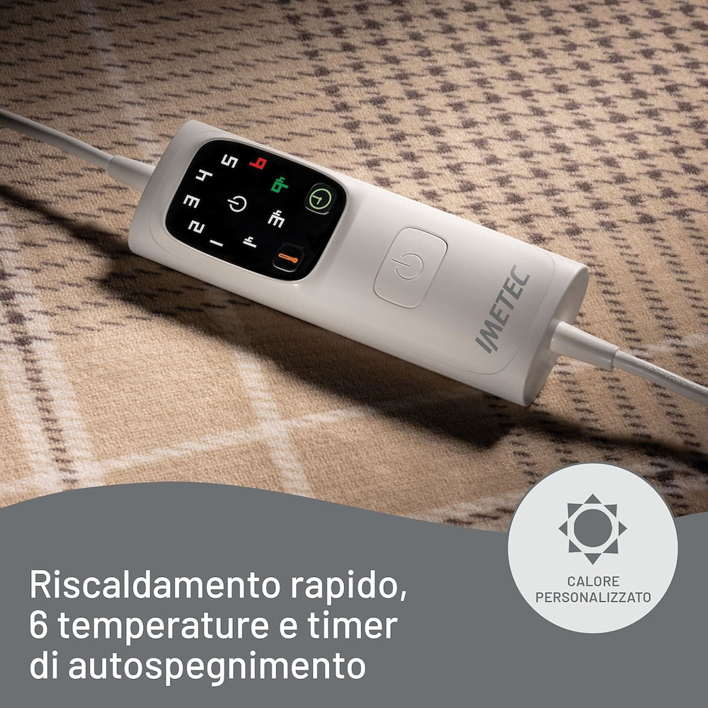 IMETEC 16936 - Plaid Riscaldabile 180x140 cm con 6 temperature