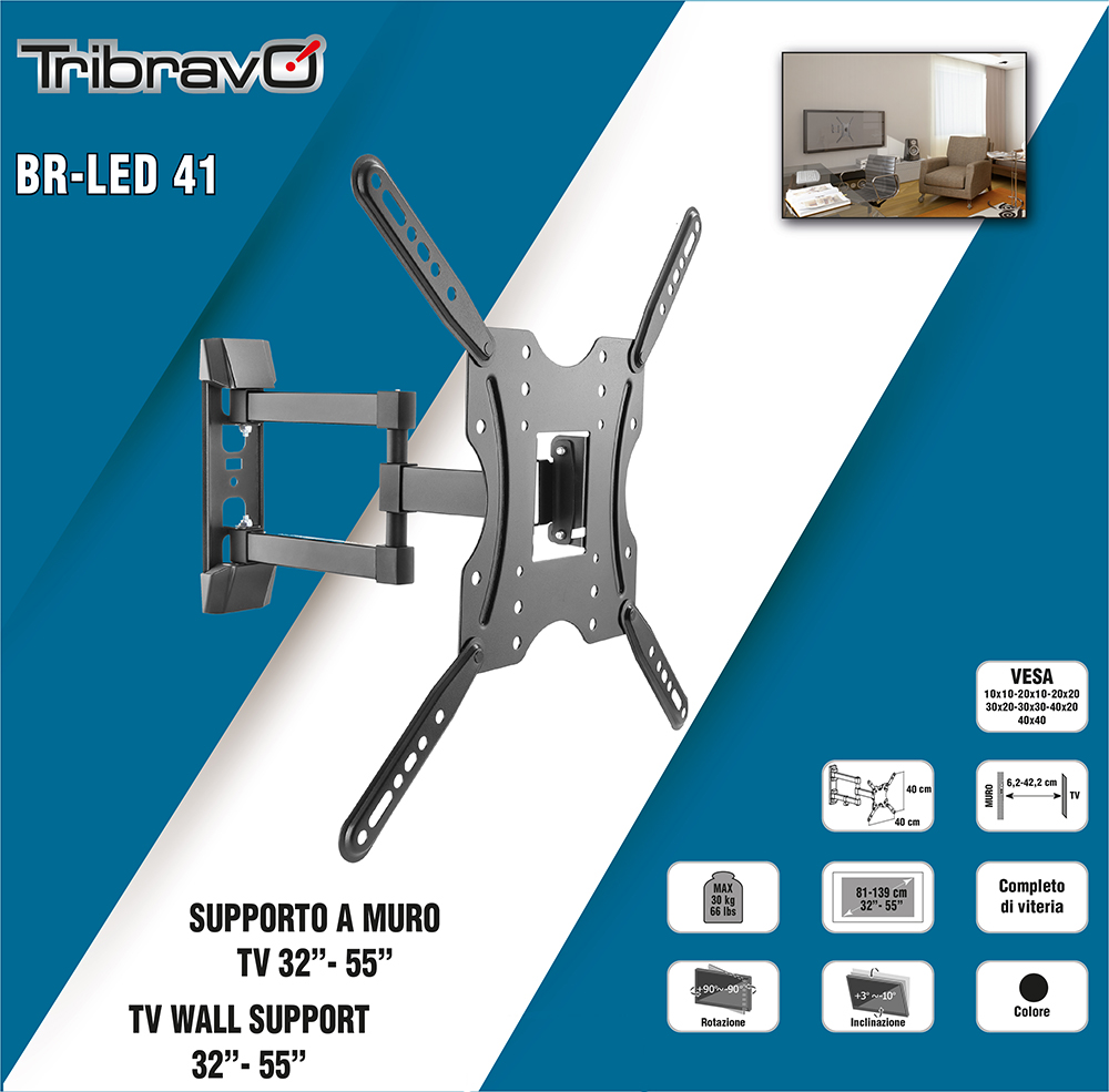 BRAVO 92402643 - Supporto TV 32"-55" Doppio Braccio