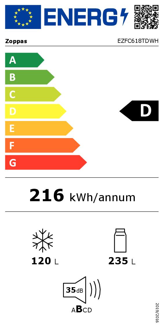 ZOPPAS 34006030 - Frigorifero 355L Bianco ZOPPAS 34006030 - Frigorifero 355L Bianco