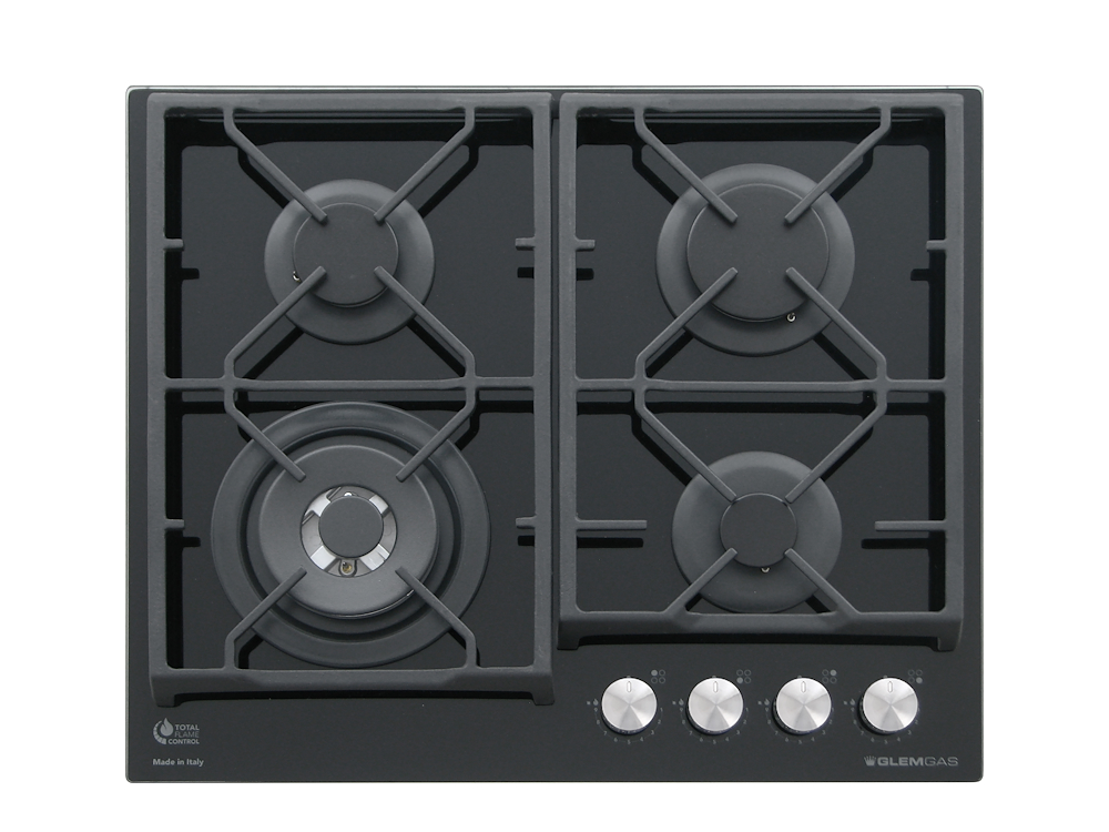 GLEM GAS GV64TXBK - Piano Cottura Cristallo Nero 60 cm GLEM GAS GV64TXBK - Piano Cottura Cristallo Nero 60 cm