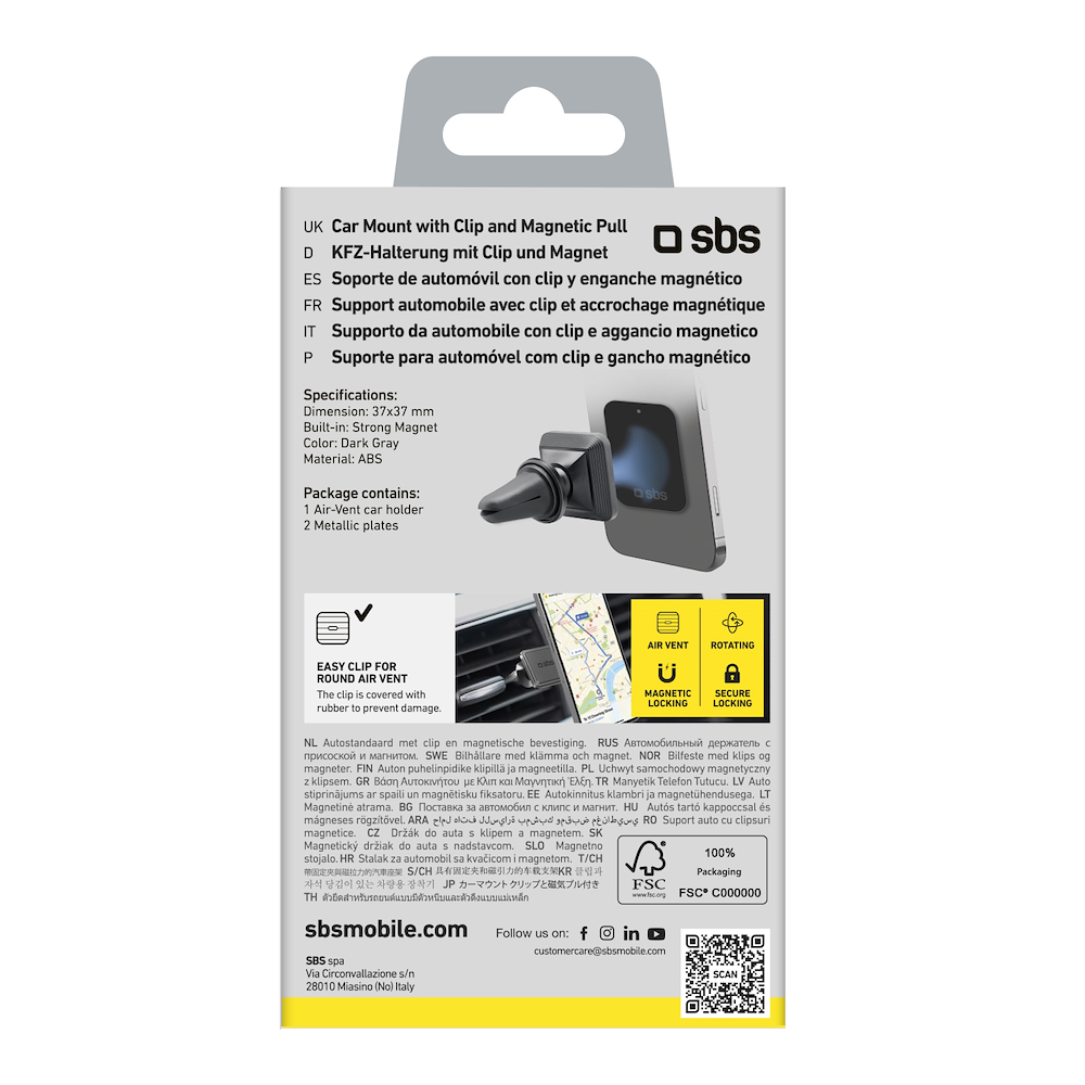 SBS TESUPMAGLCLIP - Supporto magnetico per auto
