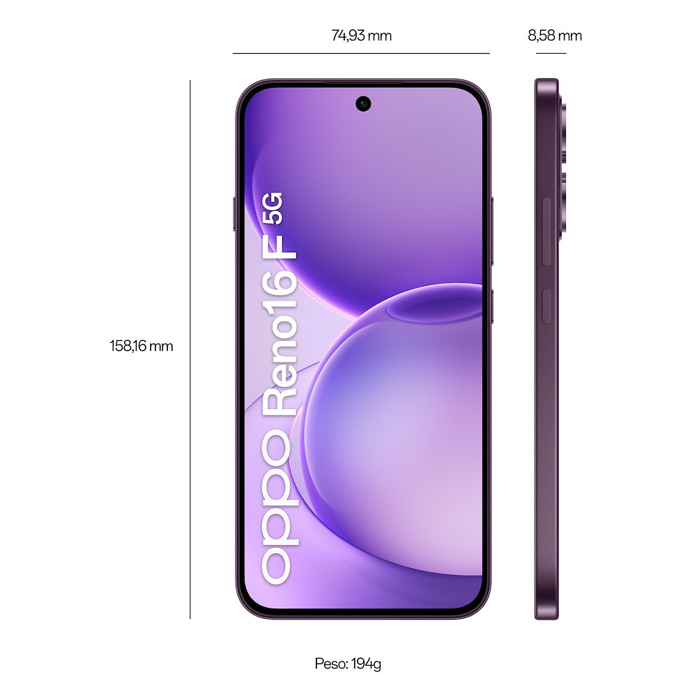 OPPO RENO16F5GPURPLEBLACK - Smartphone 5G con Fotocamera Tripla