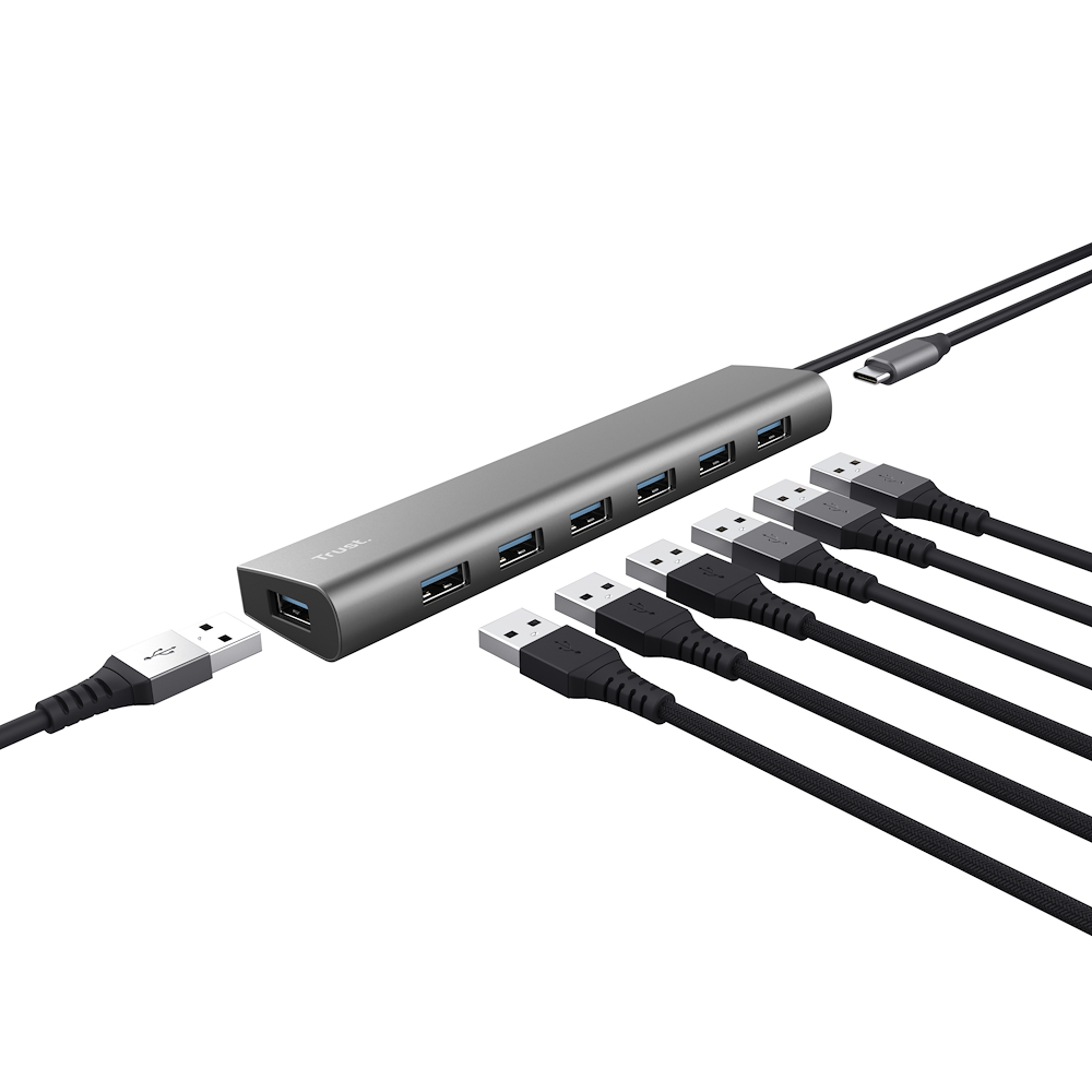 TRUST 24967 - Aluminium USB Hub mit 7 Ports