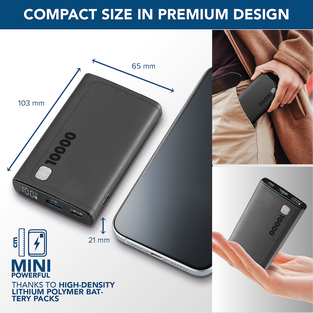 CELLULAR LINE PBDISPL01PD10000K - Power Bank Portatile 10000mAh