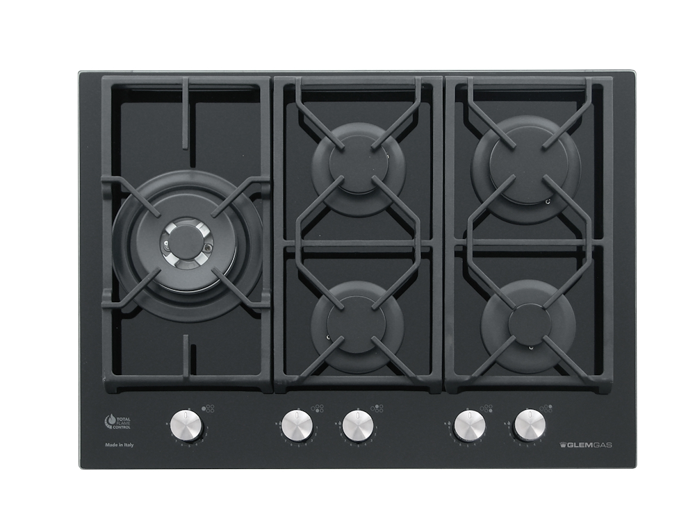 GLEM GAS GV75TXBK - Glaskochfeld 70 cm mit 5 Brennern