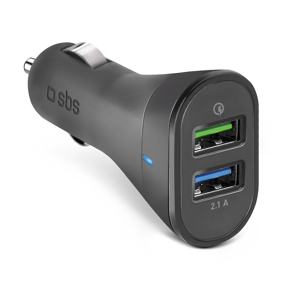 SBS TECR2USBQCH3 - 18W Auto-Ladegerät mit 2 USB-Anschlüssen