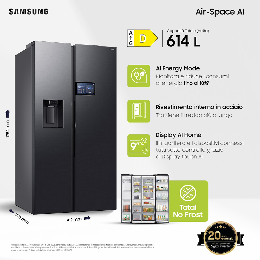 SAMSUNG RS90F64EDFEF - Samsung Side by Side Kühlschrank AI